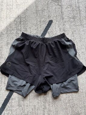 Under Armour Black and Gray Women's 2-in-1 Athletic Shorts